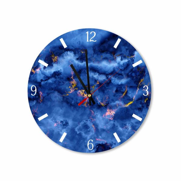 BLUE GOLD ABSTRACT CLOUDS ACRYLIC WALL CLOCK | #26