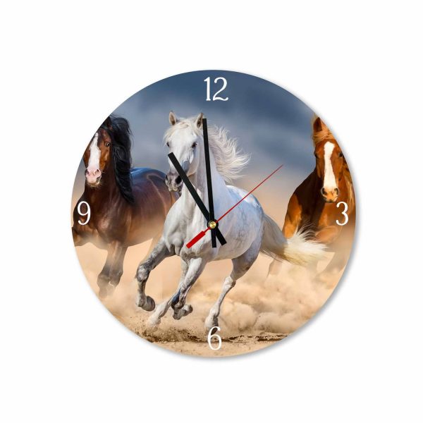 TRIO OF GALLOPING HORSES ACRYLIC WALL CLOCK | #27