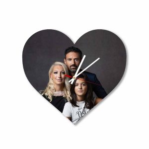 CUSTOM FAMILY PICTURES HEART ACRYLIC WALL CLOCK | #50