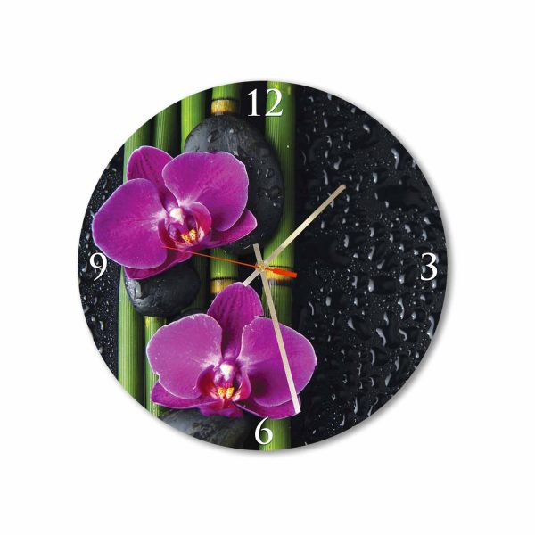 ORCHIDS AND CANDLES ACRYLIC WALL CLOCK | ZEN-06 WC