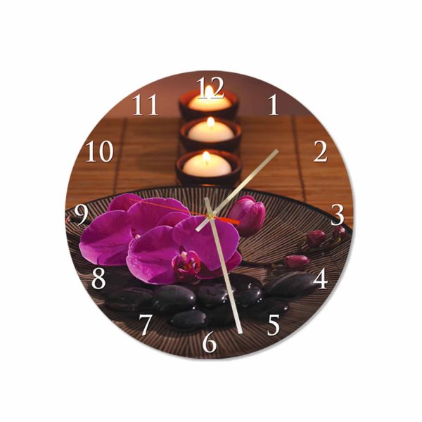 ORCHIDS AND CANDLES ACRYLIC WALL CLOCK | ZEN-06 WC